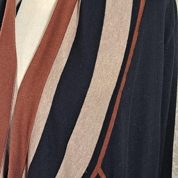 August Silk Women's Size Medium Black/Tan/Rust Open Front Cardigan Sweater EUC - Picture 3 of 12